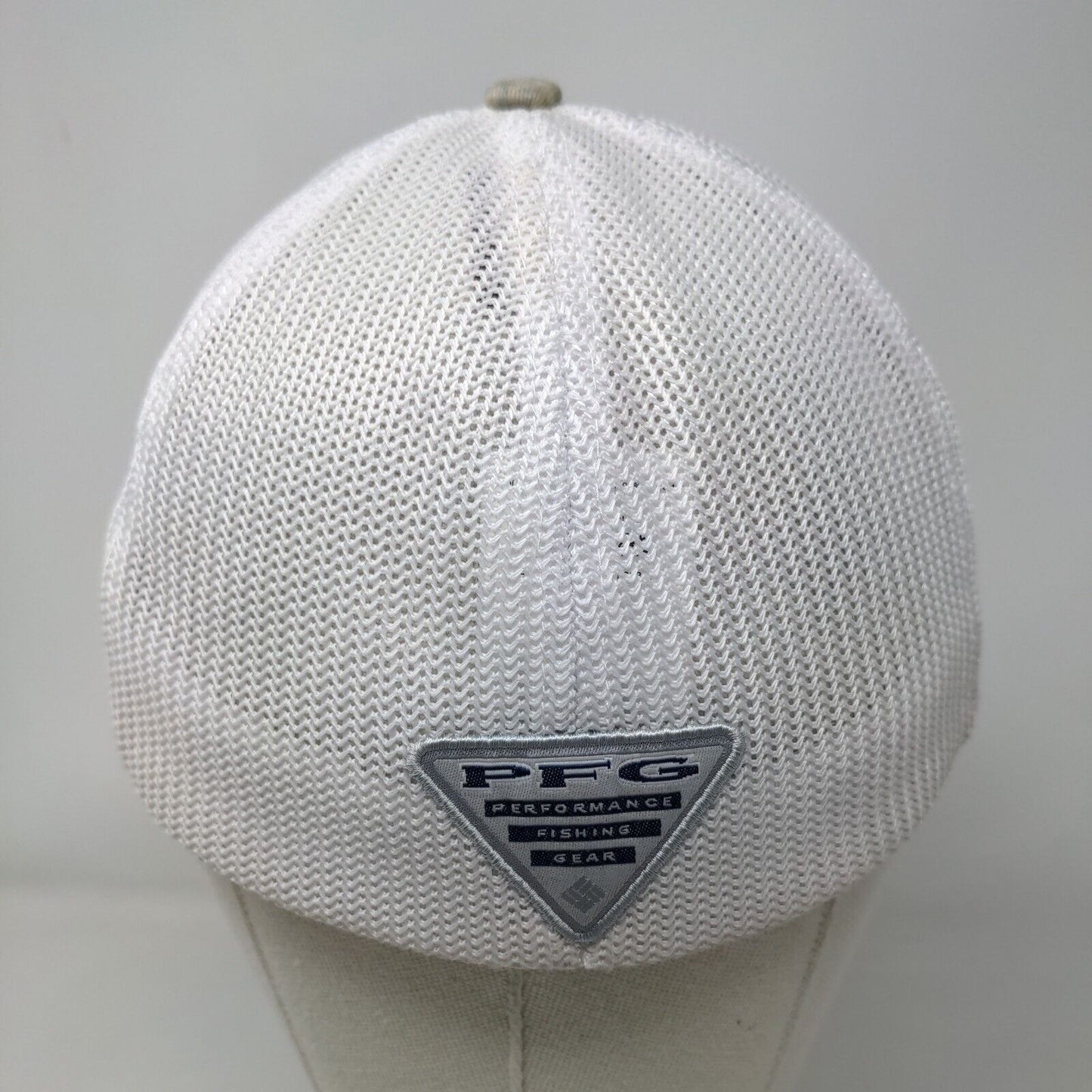 Columbia PFG Fitted Trucker Hat Gray S/M Mesh Back Vented Holes 6 Panel Cotton