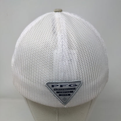 Columbia PFG Fitted Trucker Hat Gray S/M Mesh Back Vented Holes 6 Panel Cotton