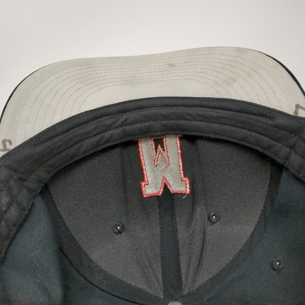 Champro Snapback Black XL Embroidered Letter M Gray Underbrim Sports Hat