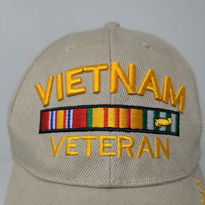 Unbranded Men's Strapback Hat Tan Embroidered Vietnam Veteran Logo Military