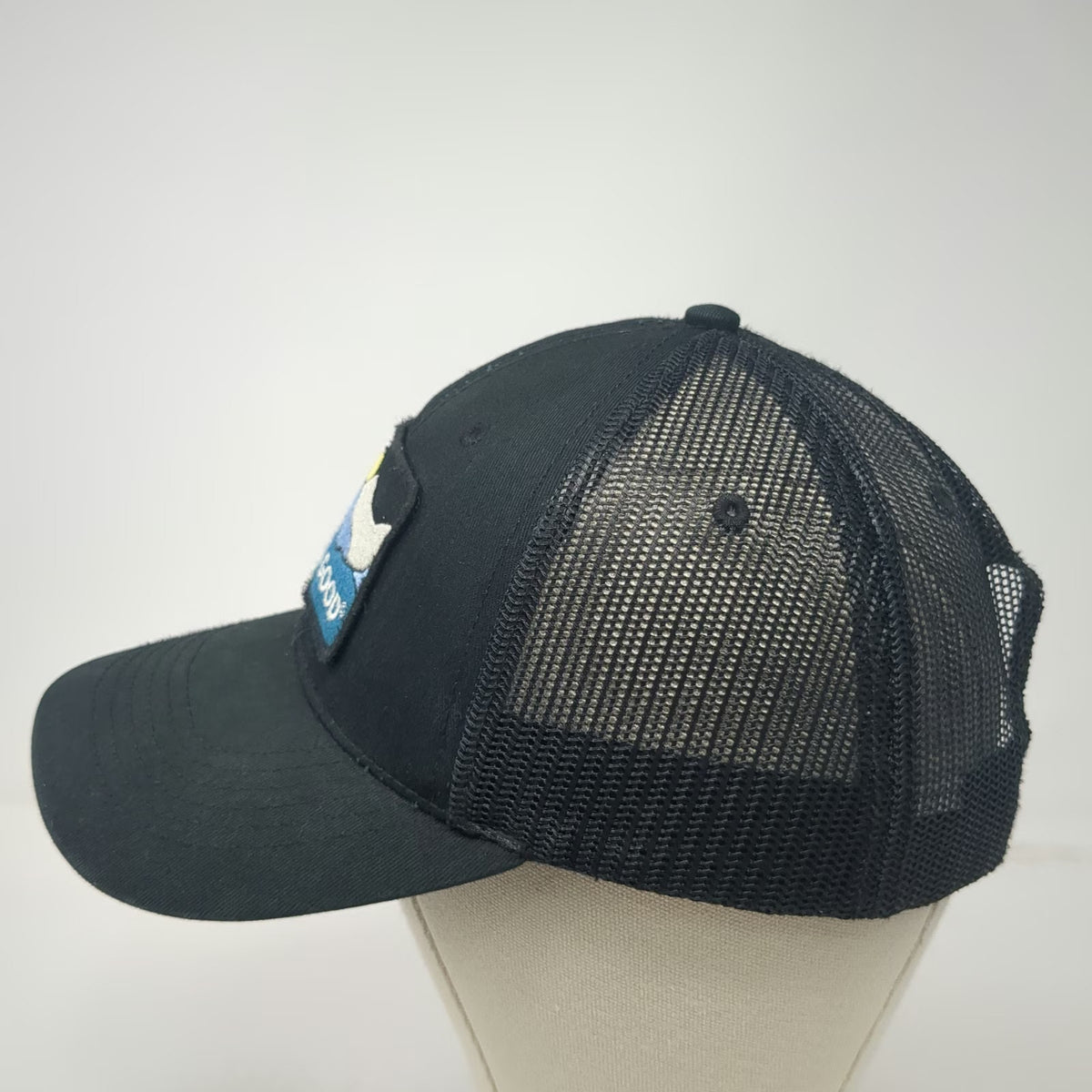 Life is Good Trucker Hat Black One Size Mesh Back Snapback Mountain Landscape