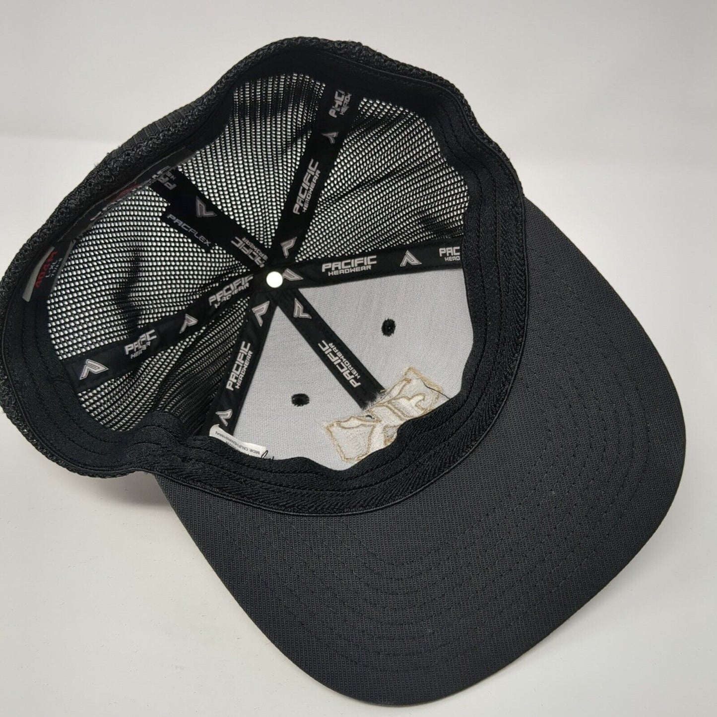 Old English K Fitted Mesh Back Trucker Hat Black 7 3/8-8 Embroidered