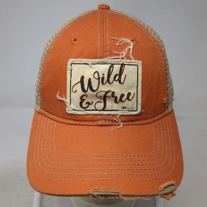 Knee Deep Trucker Hat Orange One Size Snapback Frayed Wild & Free Patch Graphic