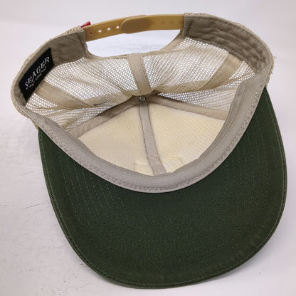 Seager Trucker Hat Green Beige One Size Mesh Snapback Fishing Club Patch