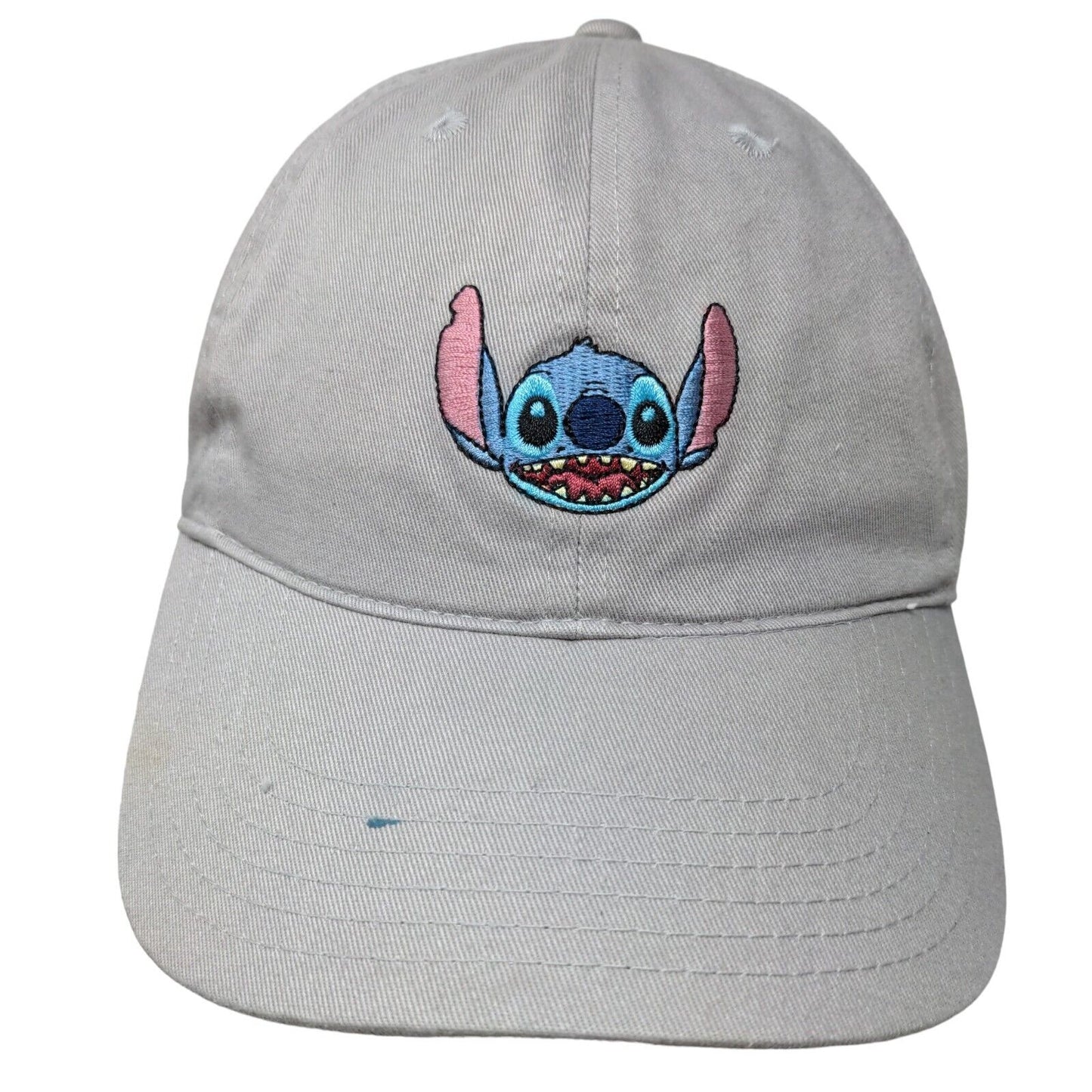 Stitch Slideback Hat Gray One Size Embroidered Adjustable Disney