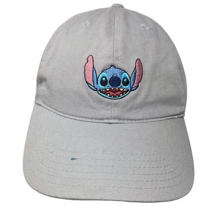 Stitch Slideback Hat Gray One Size Embroidered Adjustable Disney