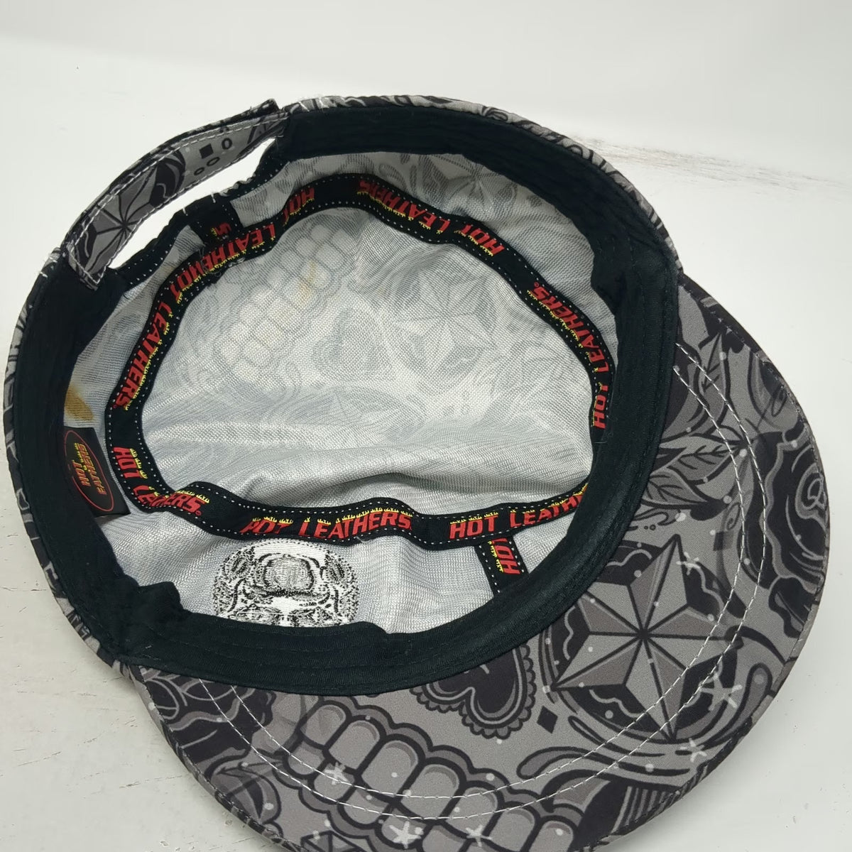 Hot Leathers Army Cap Gray One Size Sugar Skull Tattoo Art Strapback Hat Rose