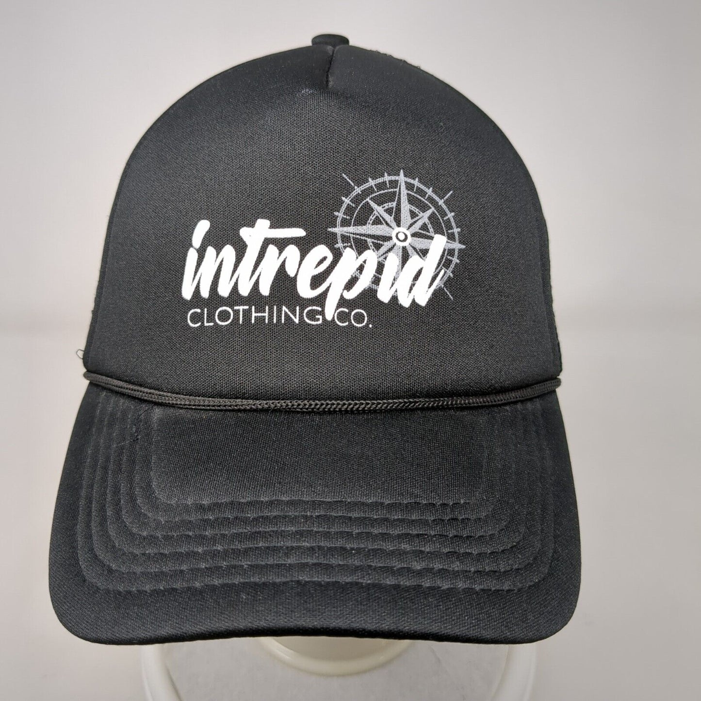 Intrepid Clothing Co. Snapback Trucker Hat Black OSFA Adjustable Mesh Back Rope