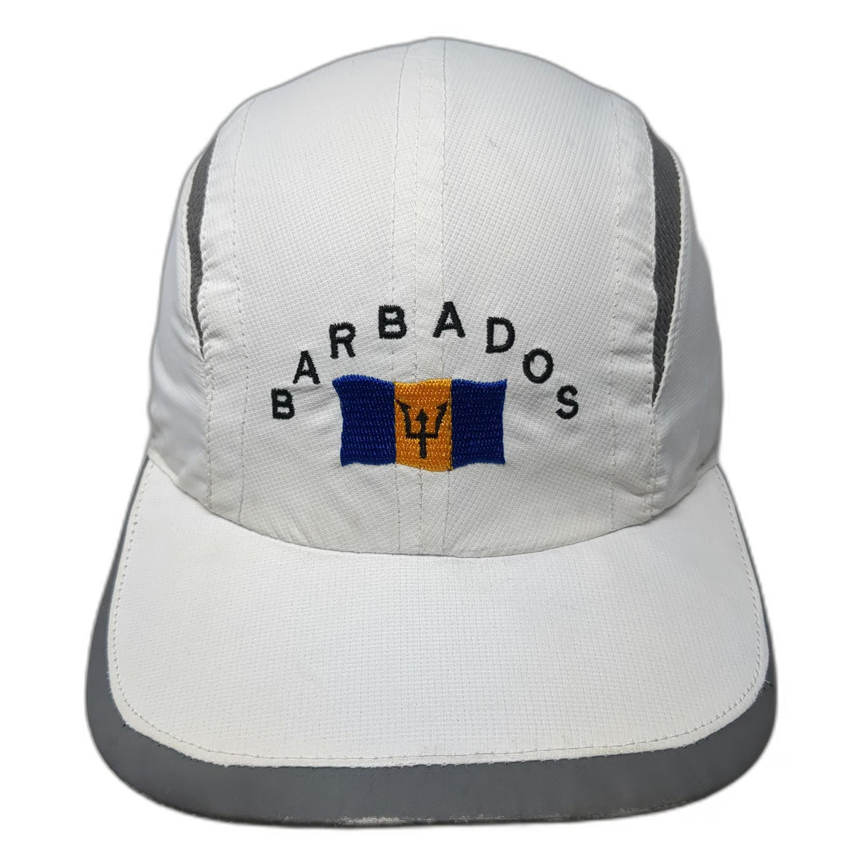 Baseball Cap White One Size Barbados Flag Performance Mesh Strapback Hat Trident
