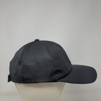 Unbranded Strapback Hat Black One Size Adjustable Solid Blank 6 Panel