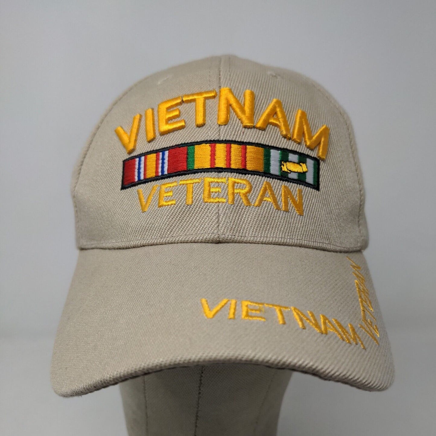 Unbranded Men's Strapback Hat Tan Embroidered Vietnam Veteran Logo Military