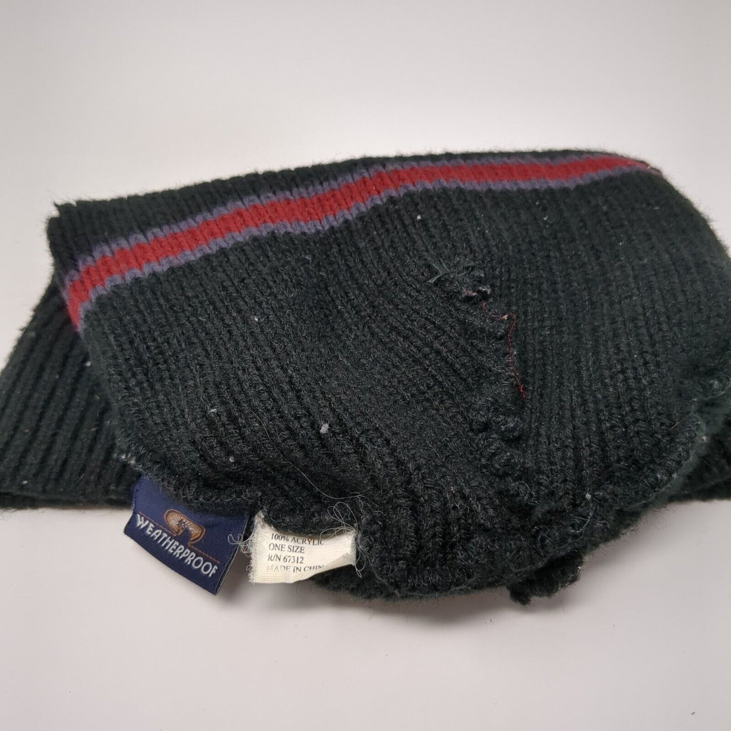 Weatherproof Knit Beanie Hat Black One Size Stretch Acrylic Outdoor