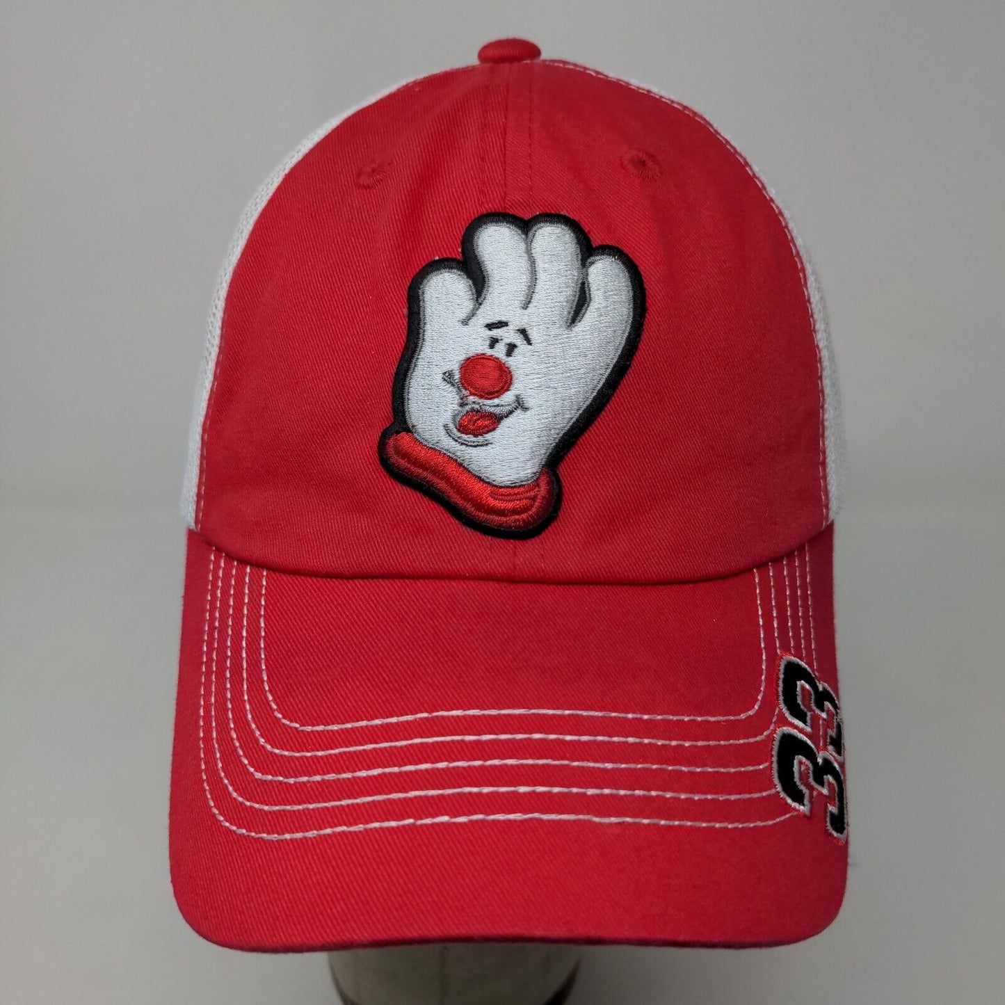 Checkered Flag Sports Men's Strapback Mesh Back Hat Red Hamburger Helper #33