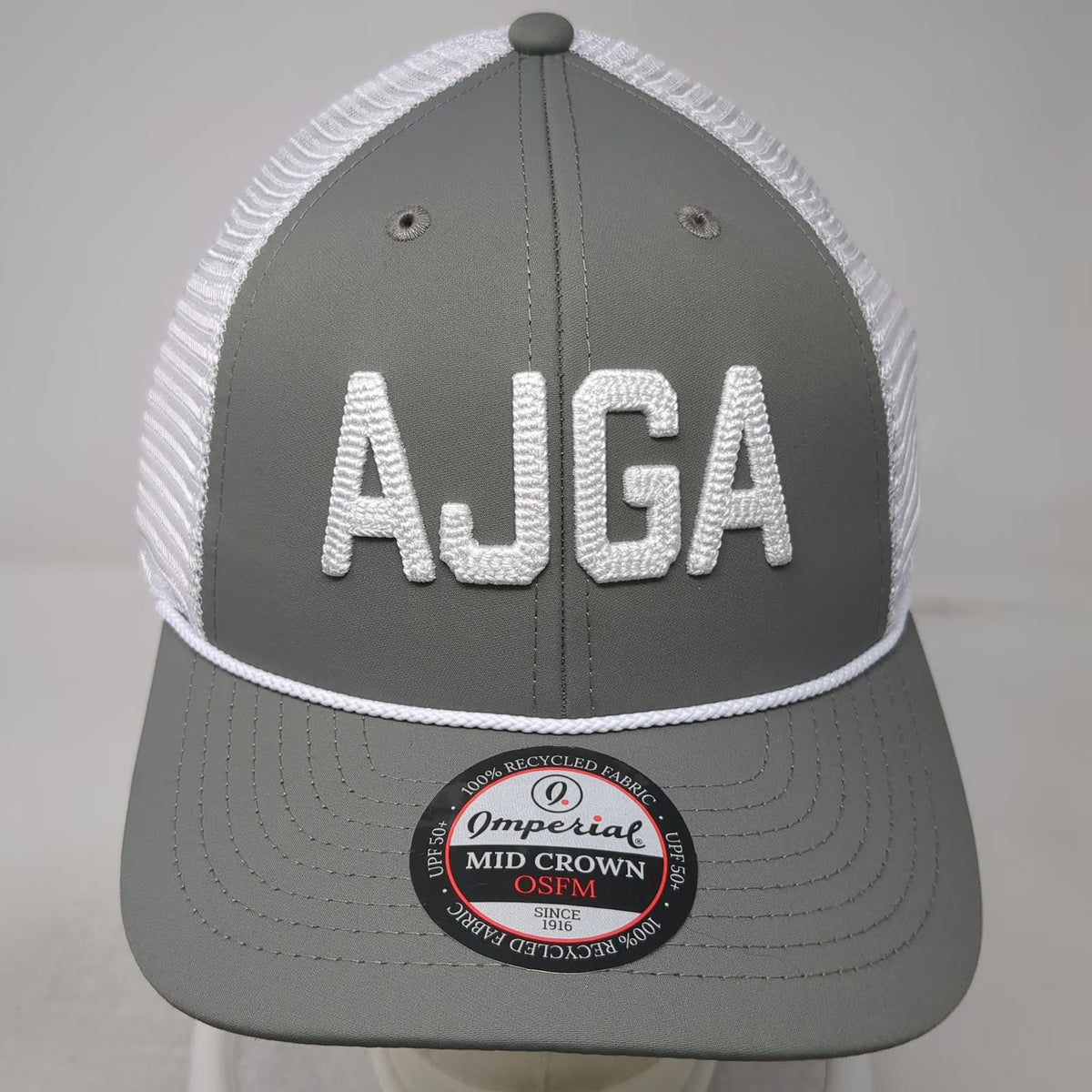 Imperial AJGA Gray Trucker Hat One Size Mesh Back Rope Recycled Fabric 3D Logo