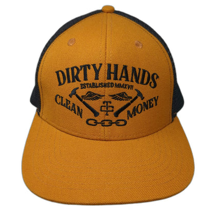 Troll Co Trucker Hat Brown One Size Dirty Hands Clean Money Mesh Back Flat Brim