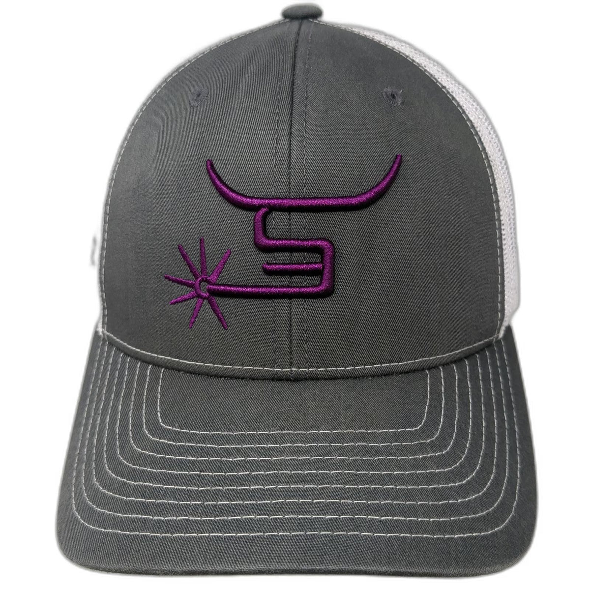 Richardson 112 Trucker Hat Gray One Size Spin Em Spur Logo Mesh Snapback Cowboy