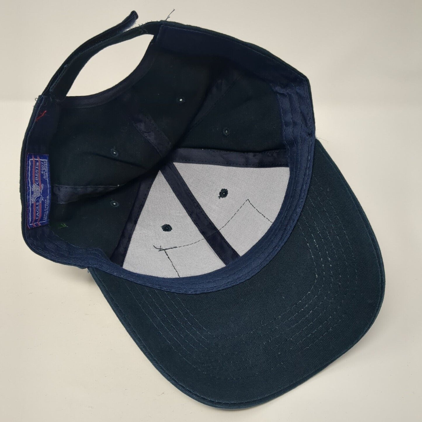 USA American Flag Patch Strapback Hat Blue One Size Eagle Crest 6 Panel
