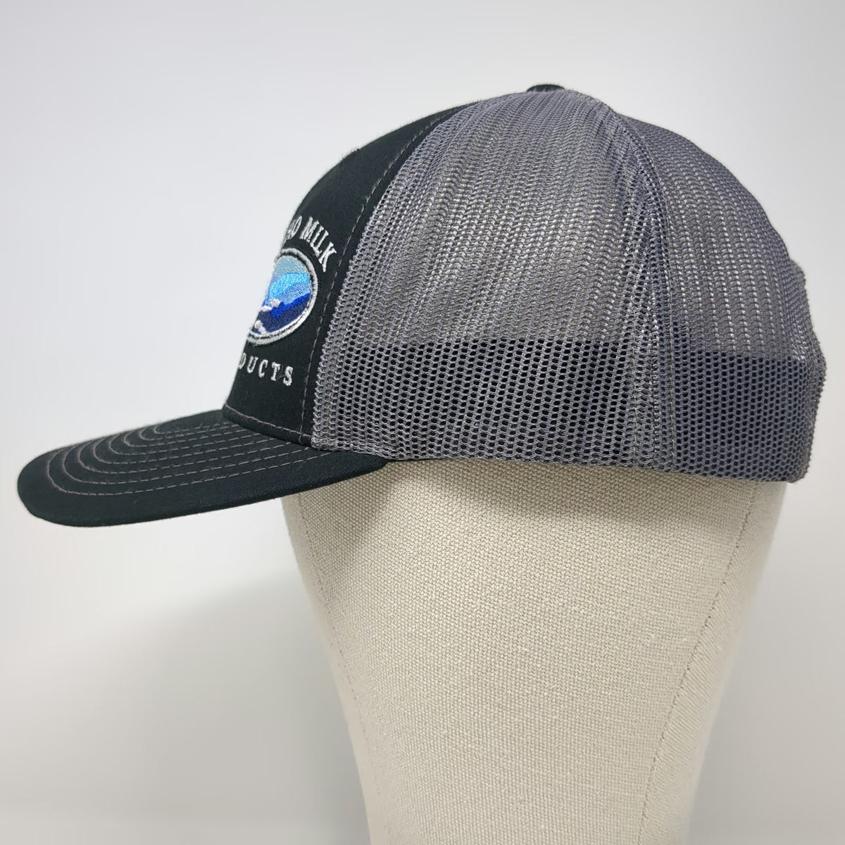 Richardson Trucker Hat Black Gray One Size Snapback Mesh Idaho Milk Products