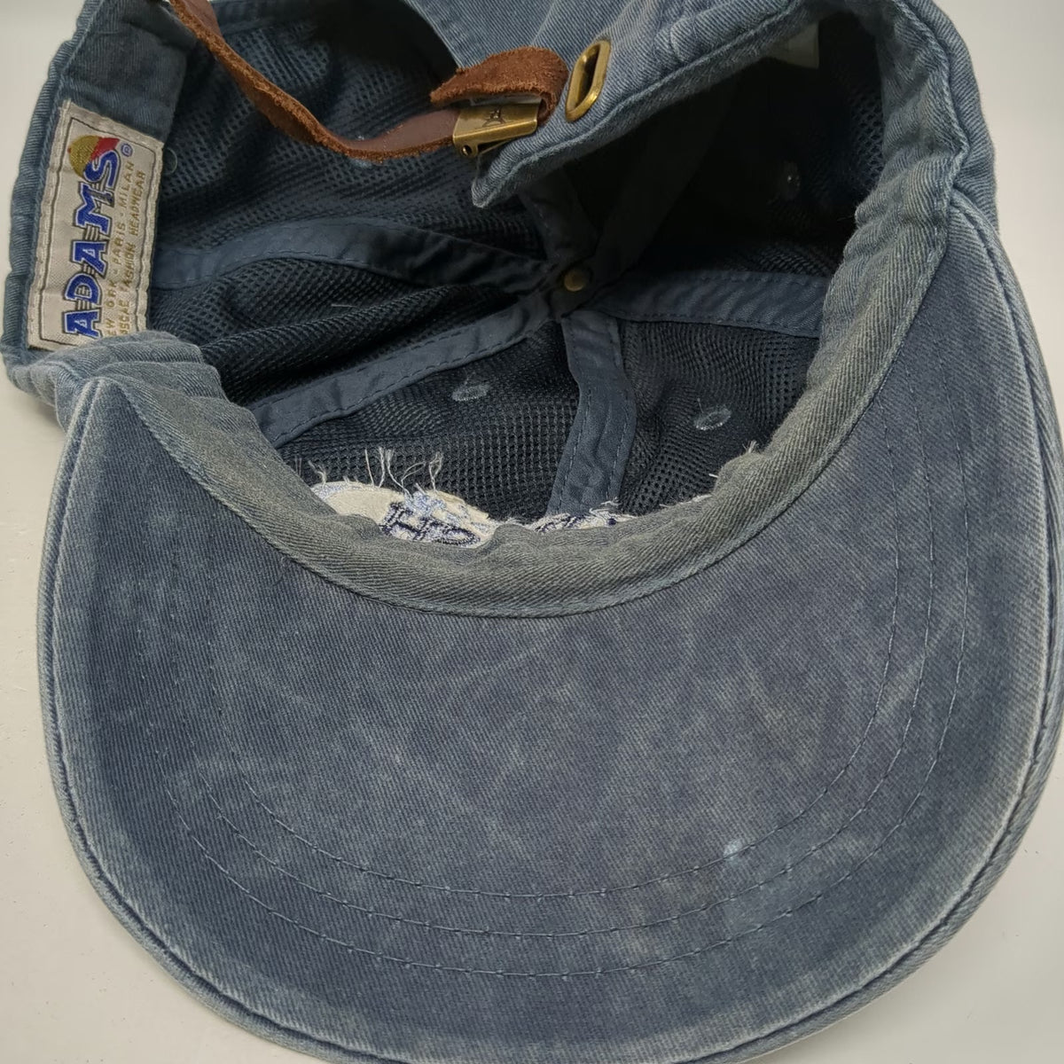 Adams Blue Baseball Cap One Size Leather Strapback Classy Chassie Car Wash Hat