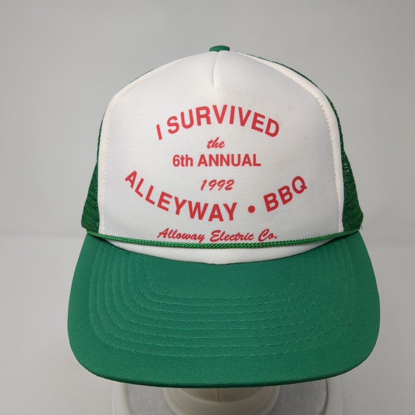 I Survived The 6th Annual 1992 Alleyway Bbq Snapback Trucker Hat Green OS Rope