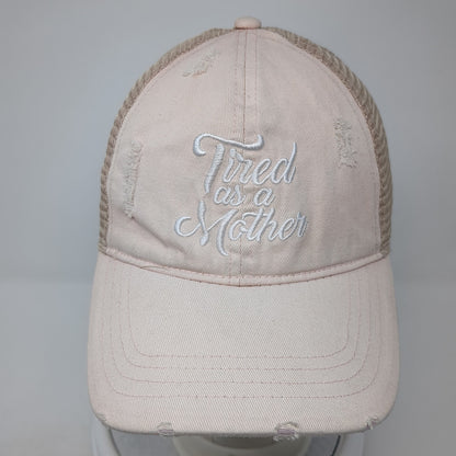 Tired As A Mother Ponytail Baseball Cap Multicolor One Size Distressed Mesh Back