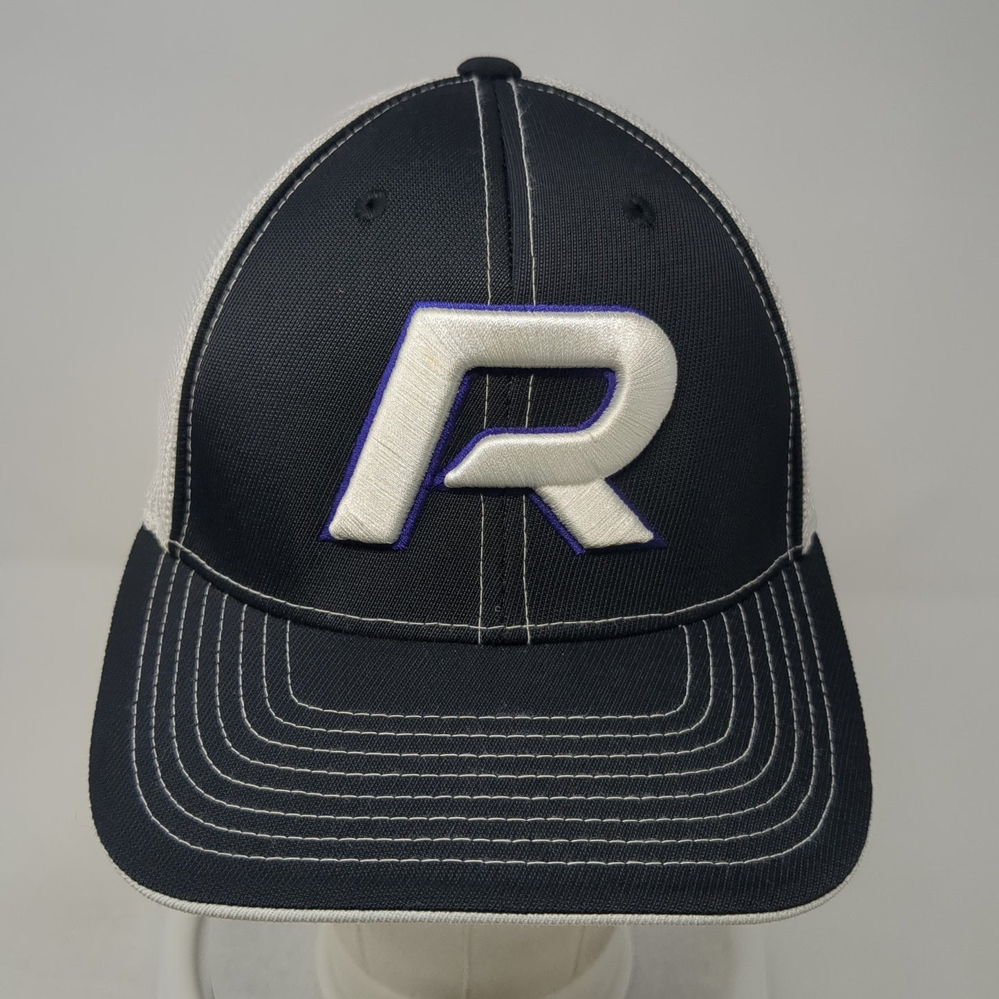 Rocky Fitted Trucker Hat Black 7 3/8 Embroidered Mesh Back Pacific Headwear