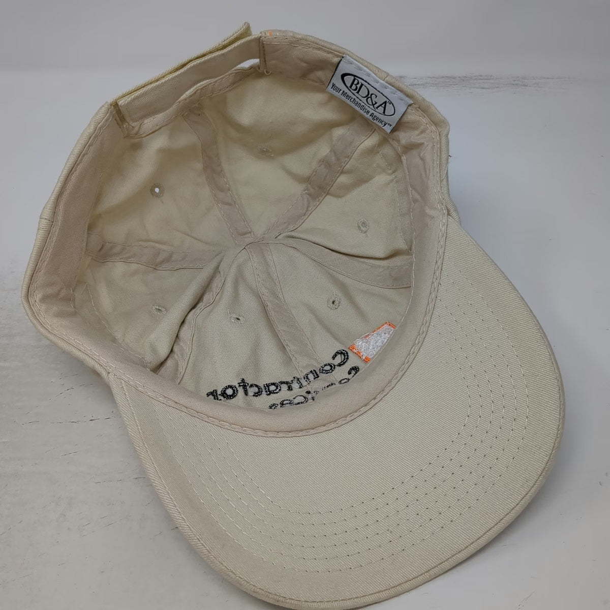 BD&A Baseball Cap Beige OSFM Home Depot Contractor Services Strapback Hat Logo
