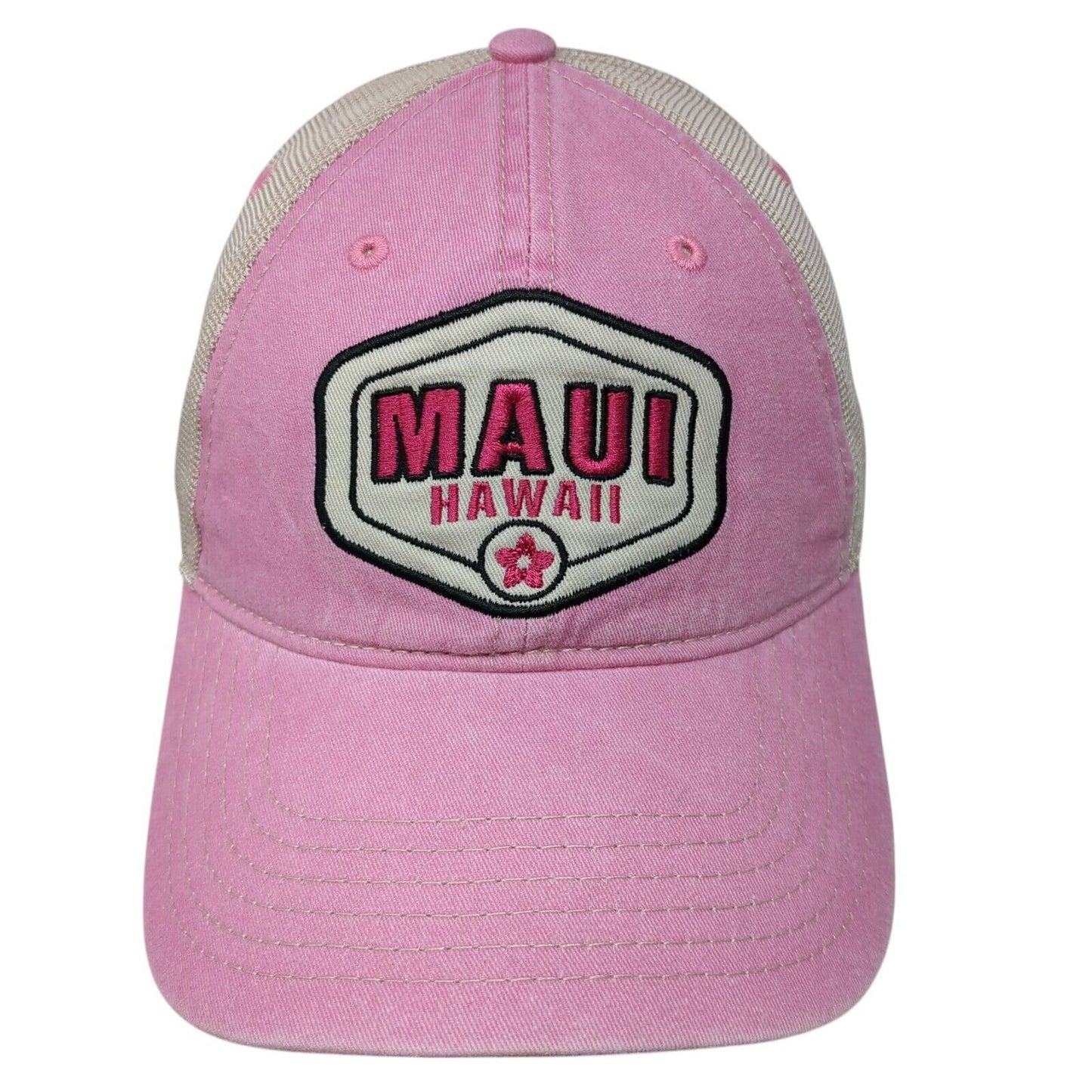 Maui Hawaii Strapback Mesh Back Trucker Hat Multi One Size Colorblock