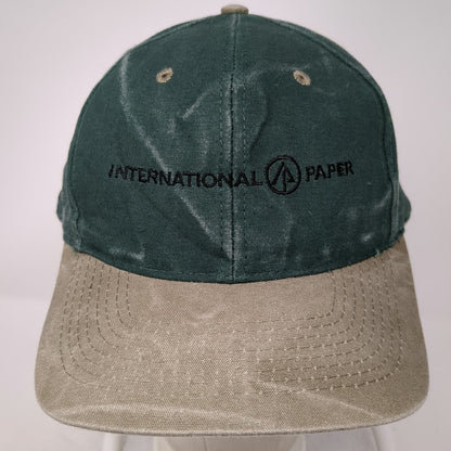Kati 5 Panel Green Beige One Size International Paper Logo Slideback Hat Canvas