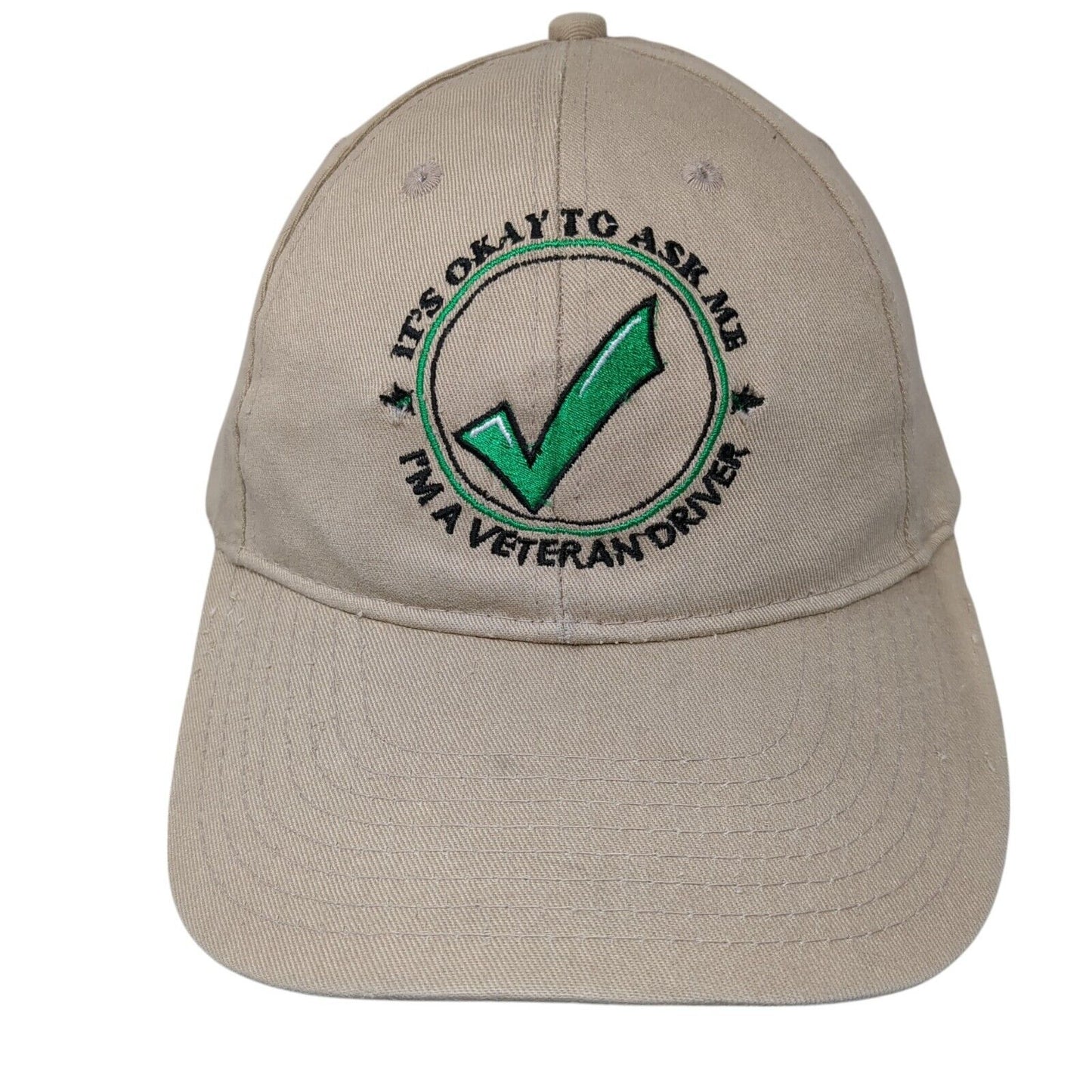 It's Okay To Ask Me I'm A Veteran Driver Strapback Hat Tan One Size KC