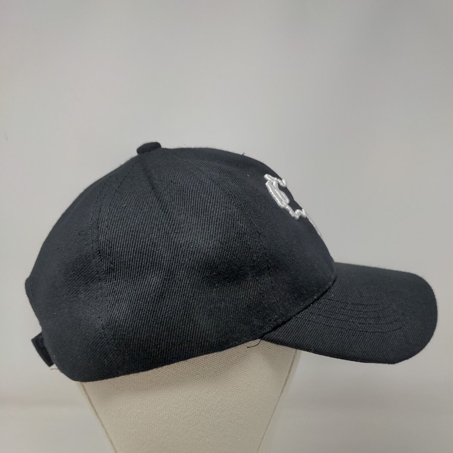 Unbranded Strapback Hat Black One Size Adjustable Embroidered 6 Panel