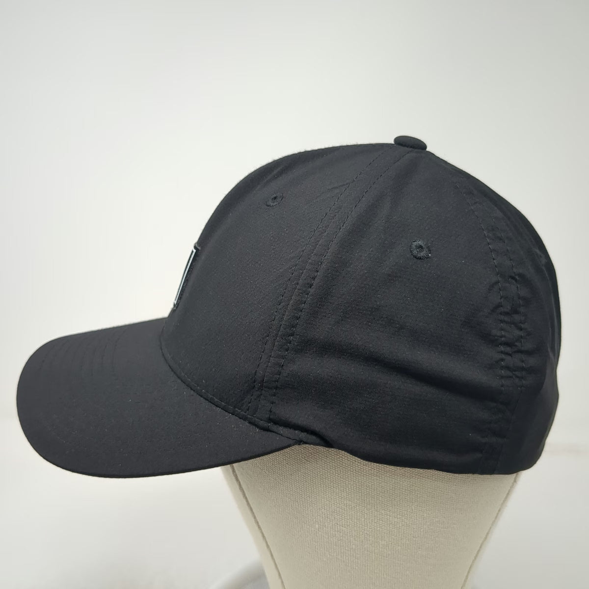 RVCA Baseball Cap Black One Size Fitted Flexfit Mid Fit Logo Patch Nylon Hat