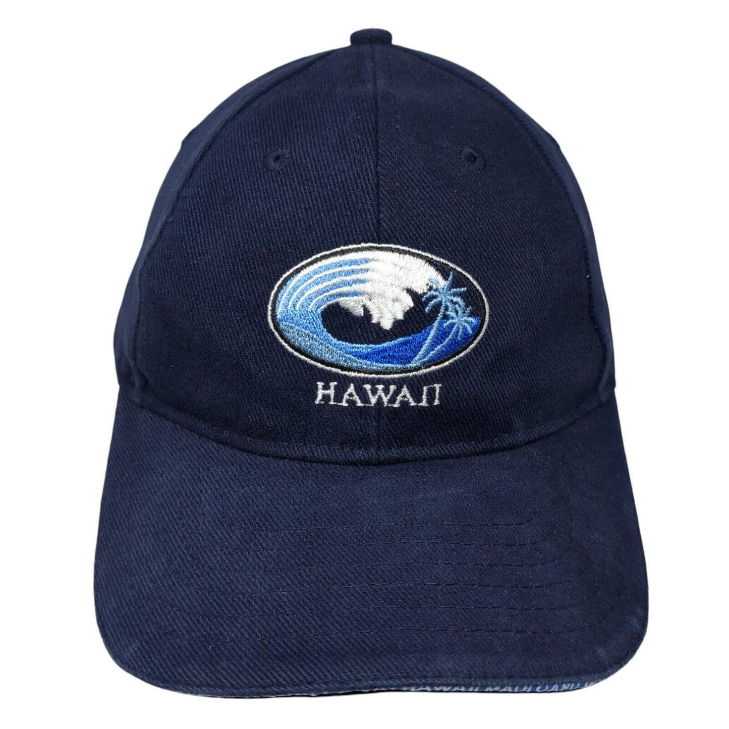 Hawaii Strapback Hat Blue One Size Adjustable Embroidered 6 Panel Surfware