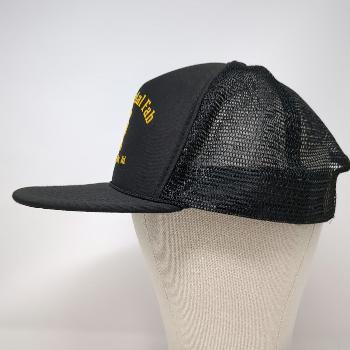 Otto Black One Size Trucker Hat G&L Metal Fab Snapback Mesh Rope American Falls