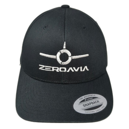 Yupoong Snapback Black One Size Hat ZeroAvia Aviation Logo Structured Travel Cap