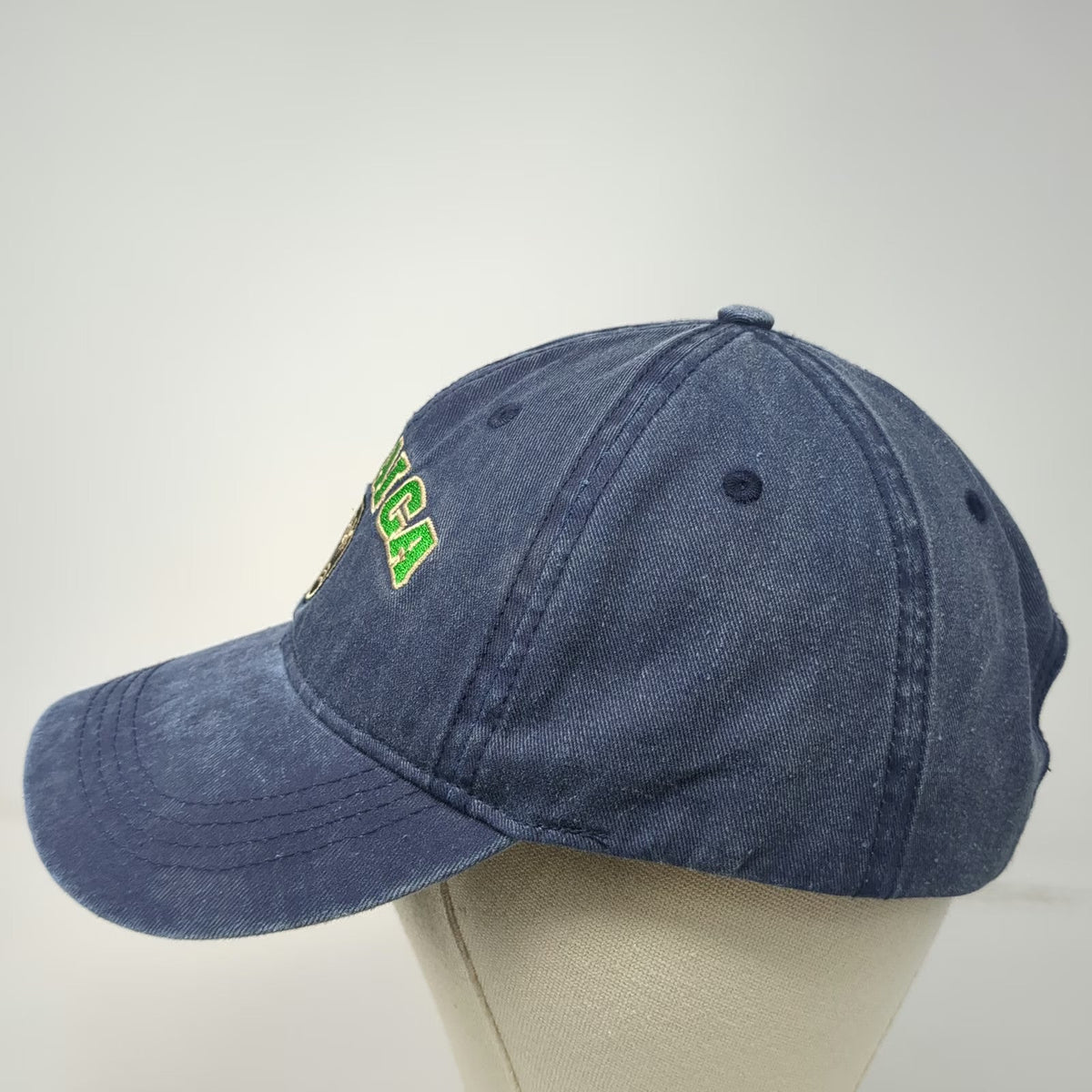 TBL Baseball Cap Blue One Size Jamaica Palm Trees Strapback Cotton Washed Hat