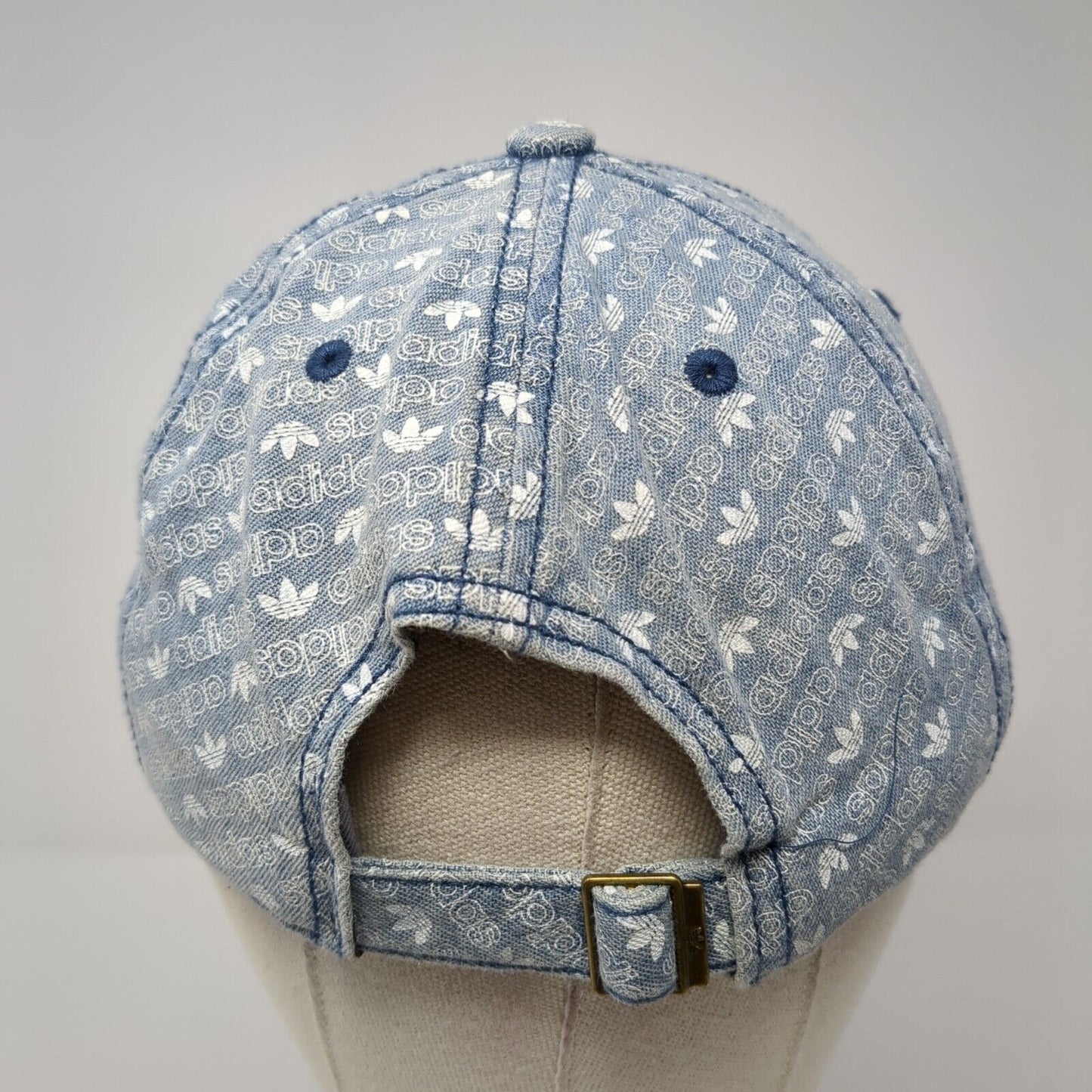 Adidas Slideback Hat Blue One Size Adjustable All Over Print 6 Panel Cotton