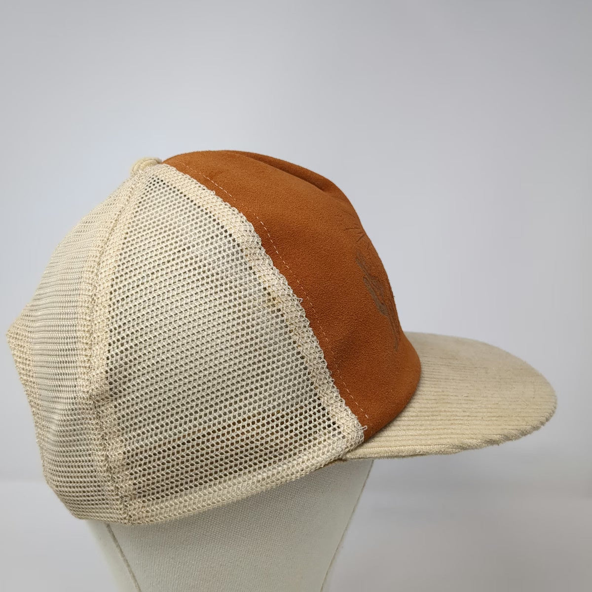 Understated Leather Trucker Hat Brown One Size Leather Mesh Snapback Desert Sun