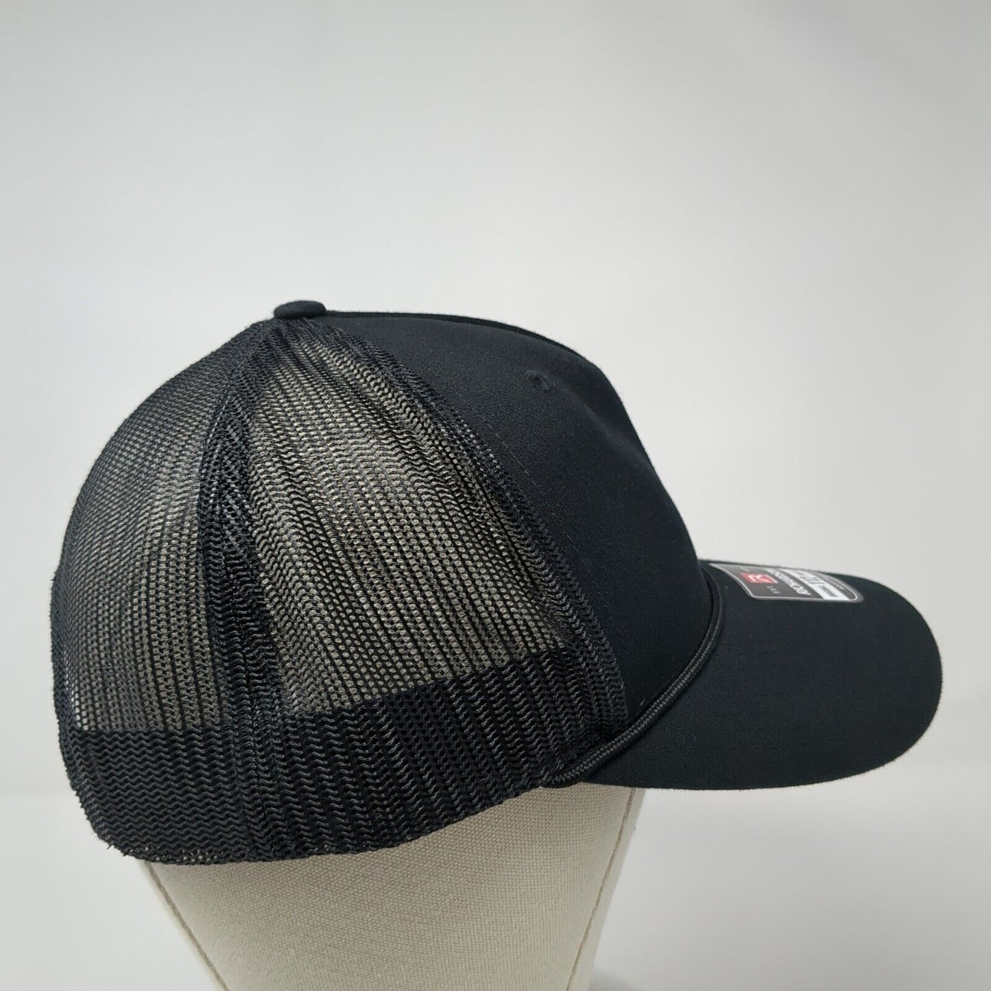 Richardson Snapback Trucker Hat Black One Size Adjustable Mesh Back Rope Blank