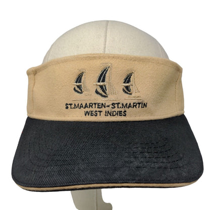 St. Maarten St. Martin West Indies Men's Strapback Sun Visor Cap Hat Tan 58CM