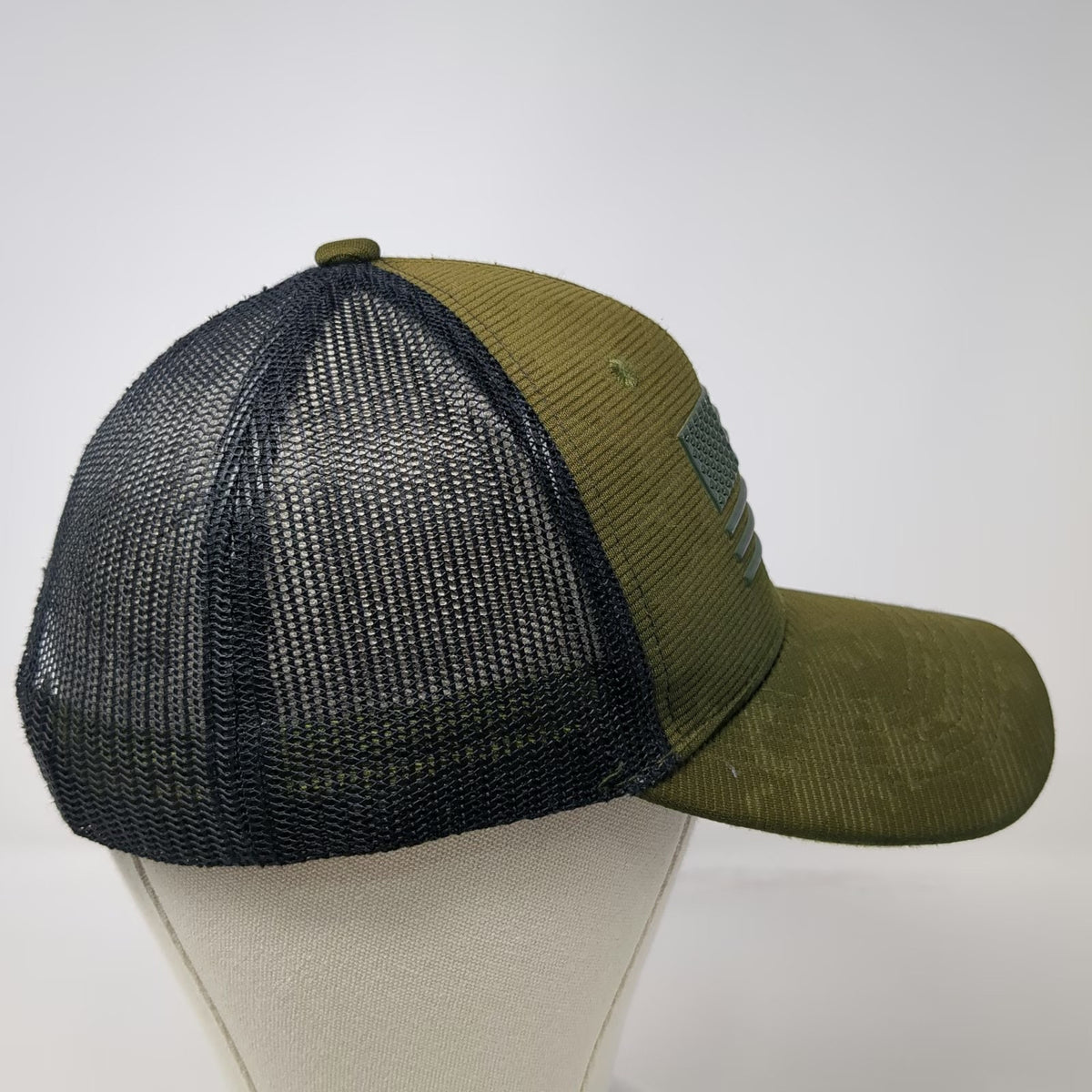 Runs Deep Tactical Trucker Hat Green Black One Size Mesh Snapback American Flag