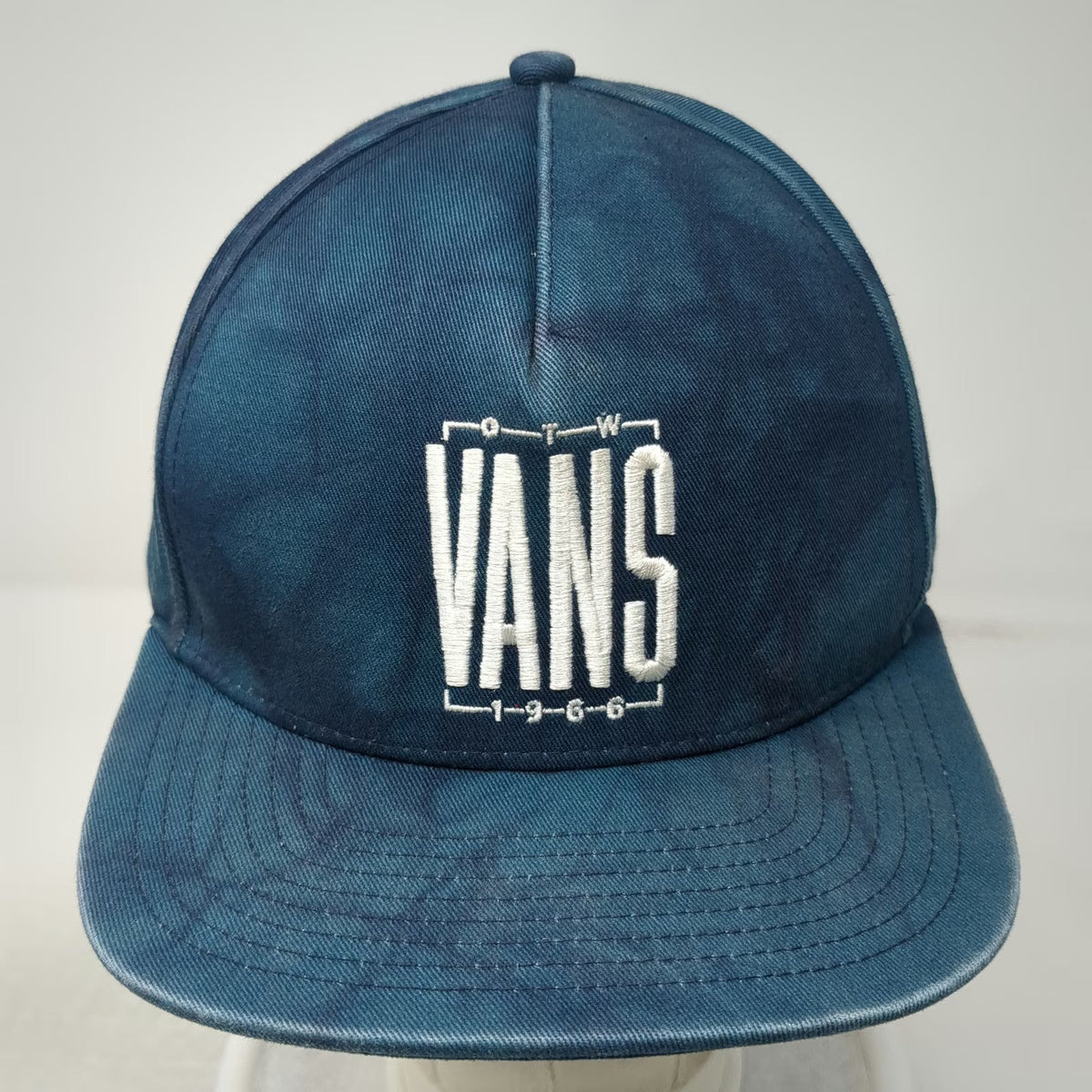 Vans Snapback Blue Hat One Size Acid Wash Embroidered 1966 OTW Logo Skateboard