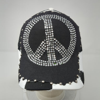 Unbranded Snapback Mesh Back Trucker Hat Multicolor Rhinestone Gem Peace Logo