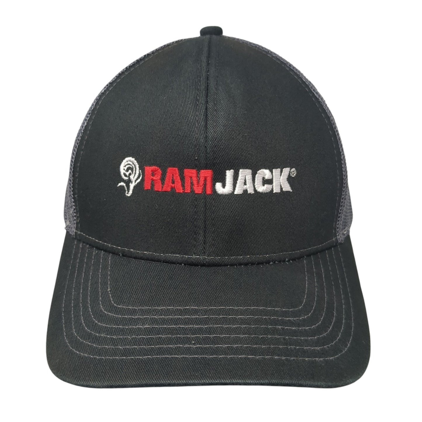 Ram Jack Snapback Mesh Back Trucker Hat Black One Size Outdoor Cap