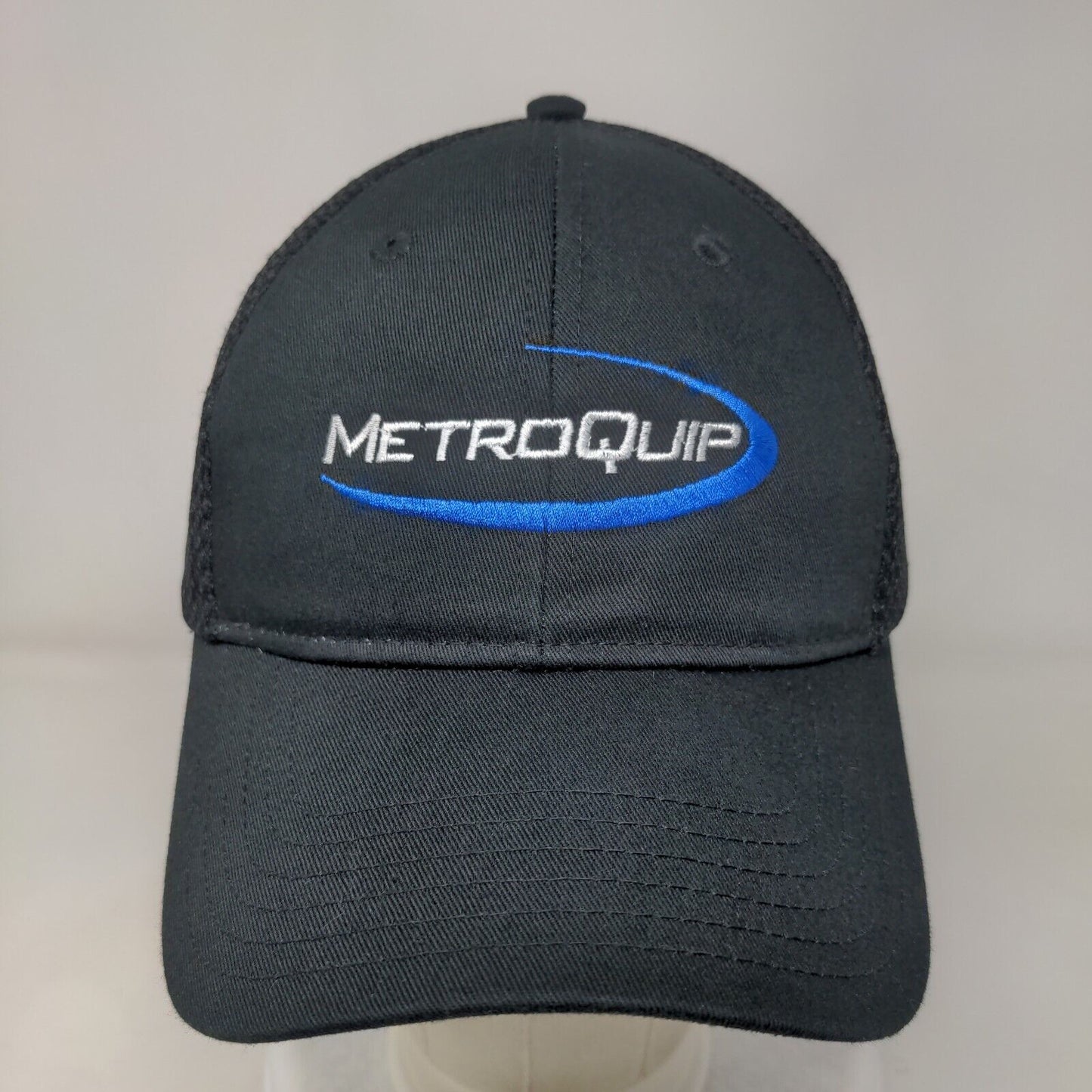 MetroQuip Strapback Hat Black One Size Adjustable Mesh Back 6 Panel Otto