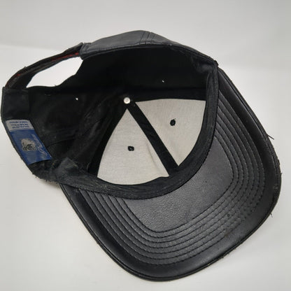 Pit Bull Premium Strapback Hat Black One Size Adjustable Leather Blank