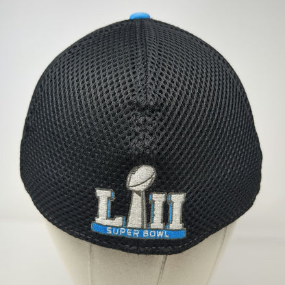 NFL Super Bowl LII New Era 39THIRTY Mesh Stretch Fit Cap Hat Blue Black Size M