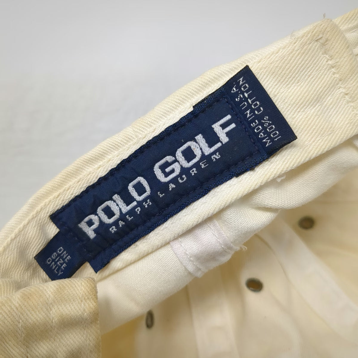Polo Golf Ivory Blue OS Baseball Cap Slideback Cotton USA Clubs Hat Vintage