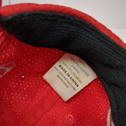 Rising Fish Strapback Hat Red One Size Adjustable Embroidered 6 Panel