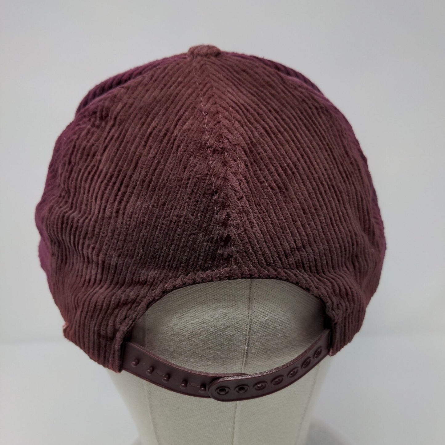 Stuart James Snapback Hat Red M/L Adjustable Corduroy Embroidered 6 Panel
